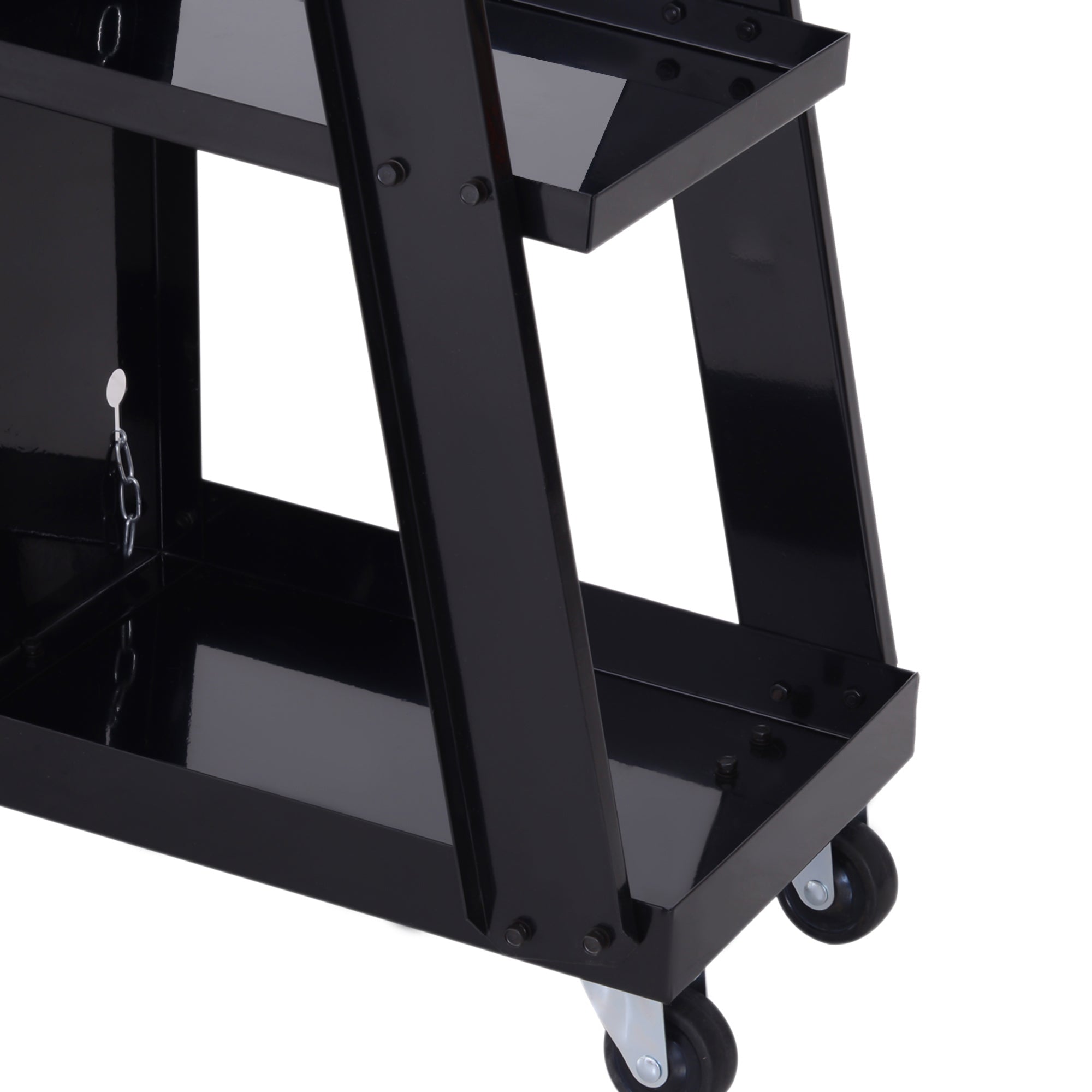 DURHAND Welding Cart, 3 Shelves, Safety Chain, Steel, Black