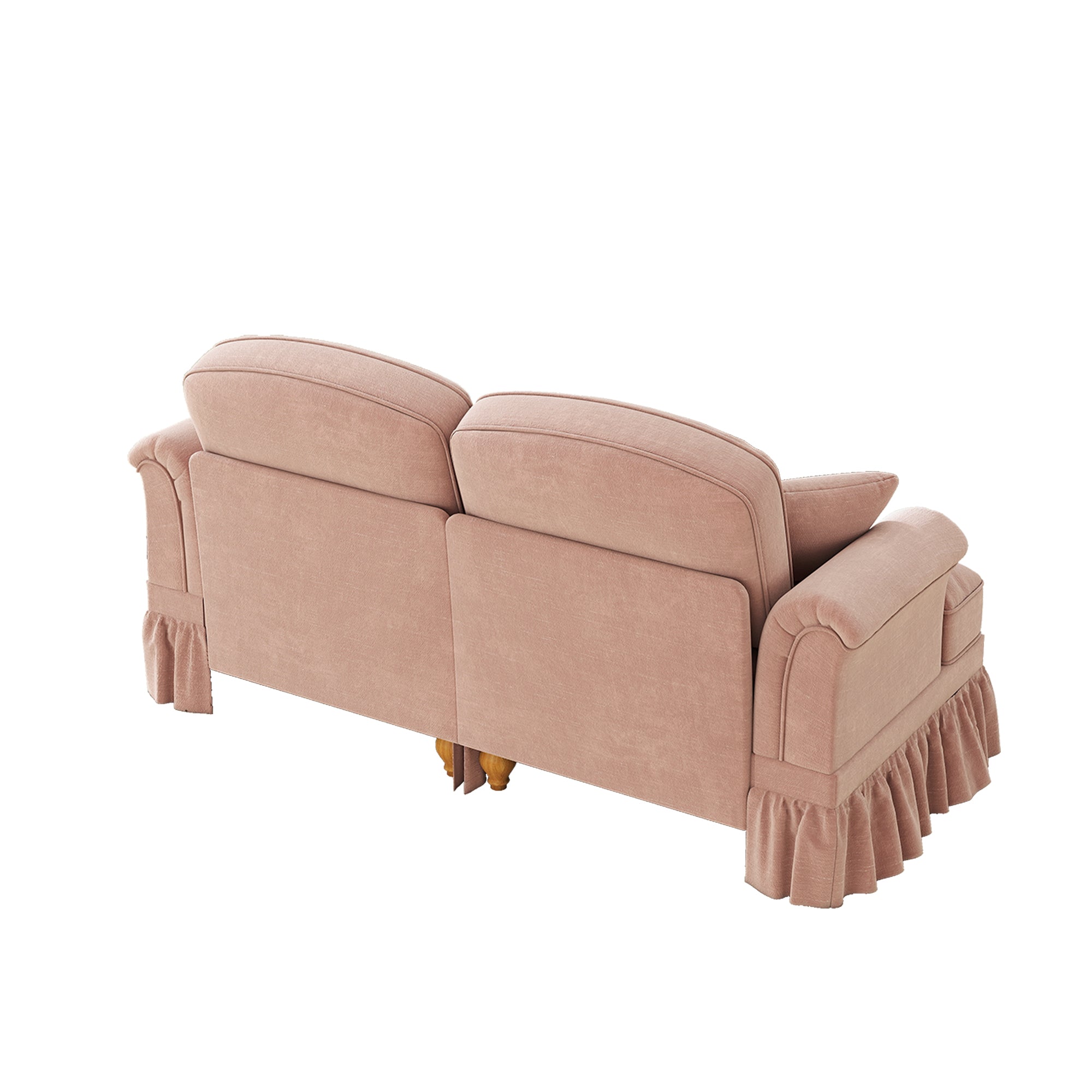 2-Seater Sofa Elegant Mid-Century Flared Armrests - Chenille Pink