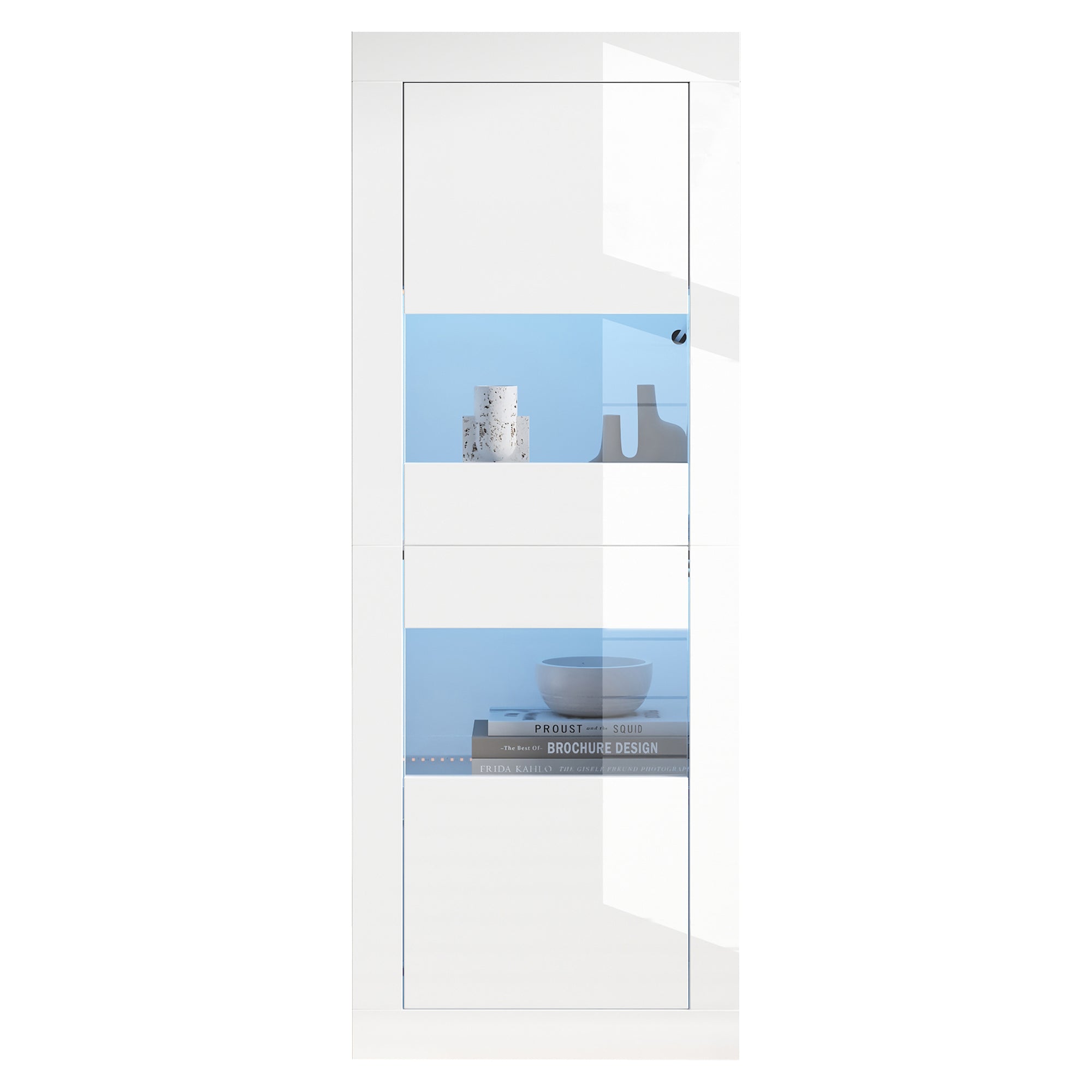 Display Cabinet LED Lighting Freestanding 61x42x162 cm High-Gloss White