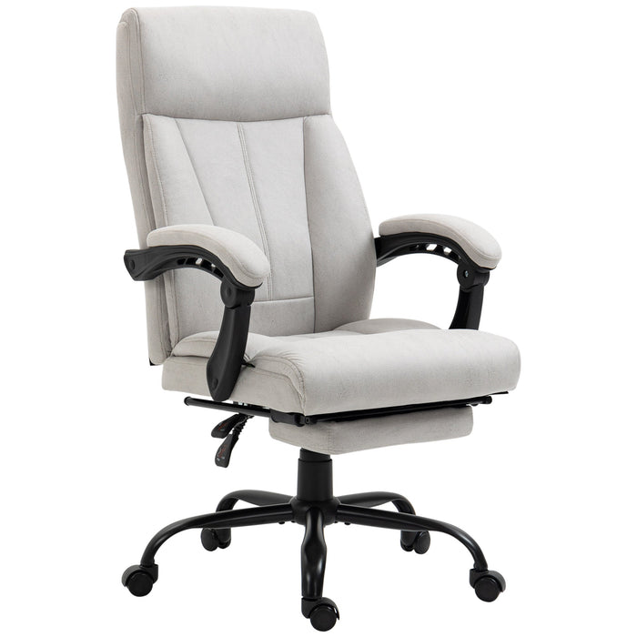 Office Chair, Ergonomic Executive Massage Function Footrest, Light Grey - Clearance