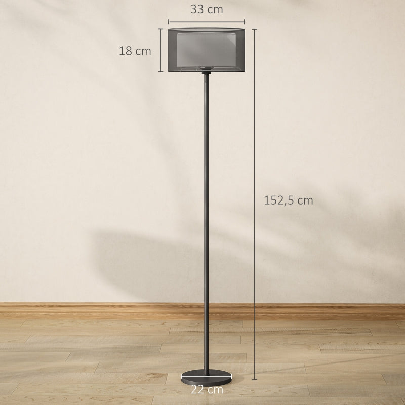 Floor lamp with E27 socket, two-tone fabric lampshade, foot switch, black