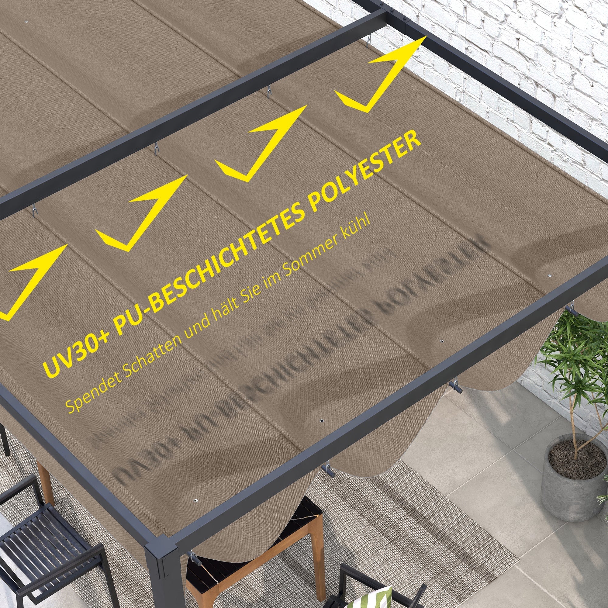 Replacement Roof for Pergola, Water-Resistant Retractable Wave Canopy, UV Protection 30+