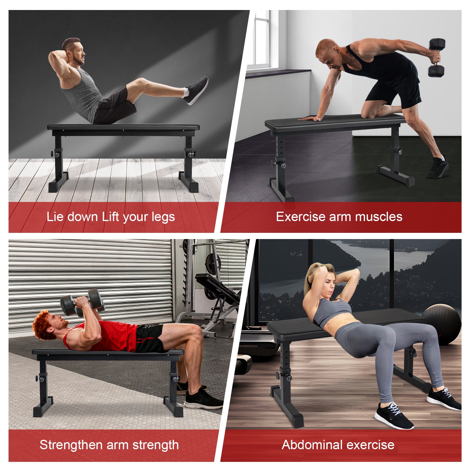 Flat Weight Bench Home Fitness Strength Training Dumbbell Stool Comfortable Design