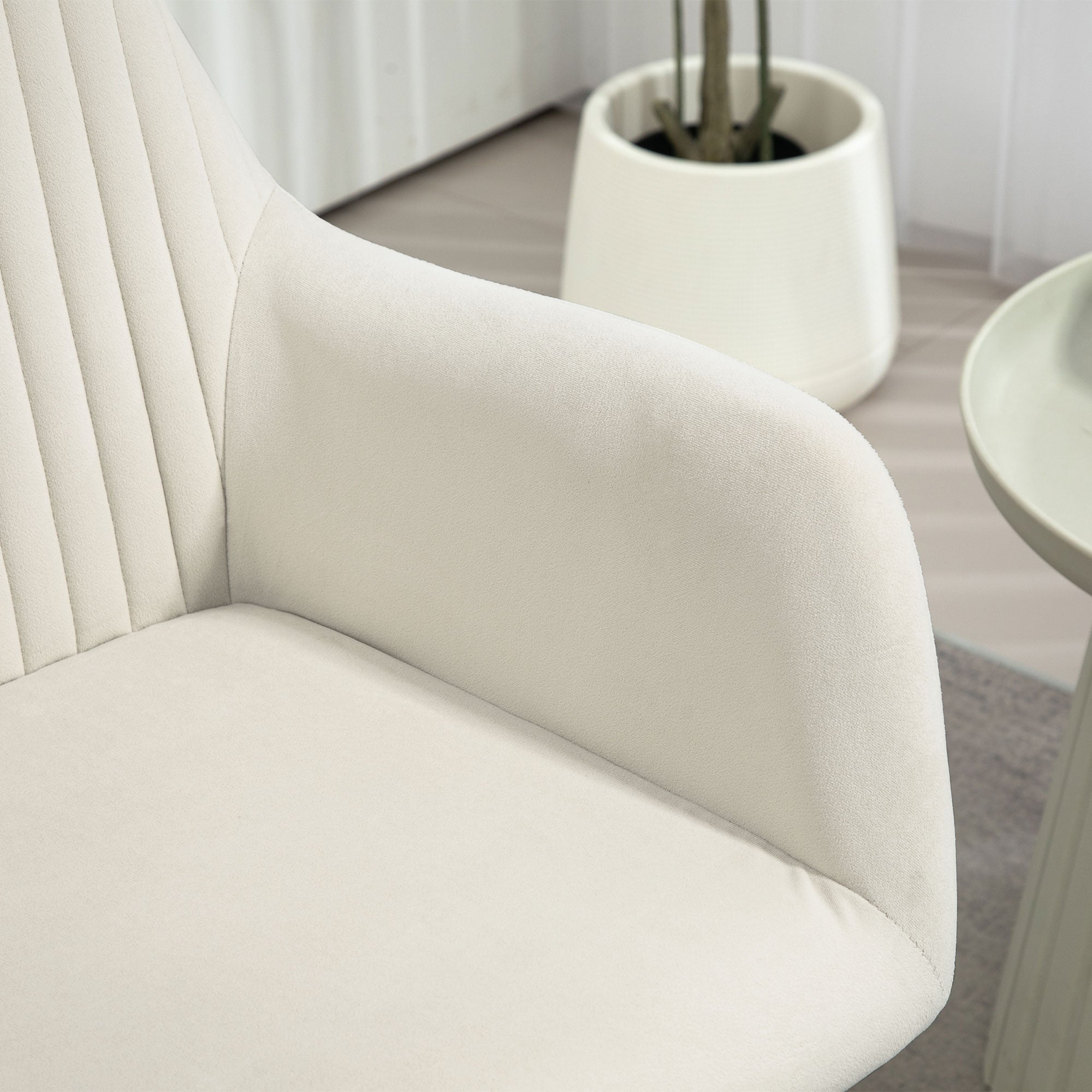 Modern Arm Chair Upholstered Accent Chair with Metal Base, Cream White