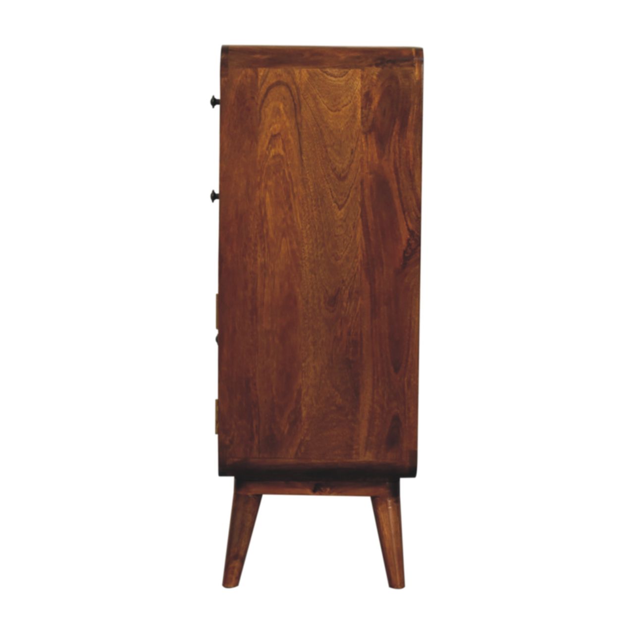 Solid Wood Curved Nordic Charm Cabinet, 2 Drawers, 2 Doors, Brown
