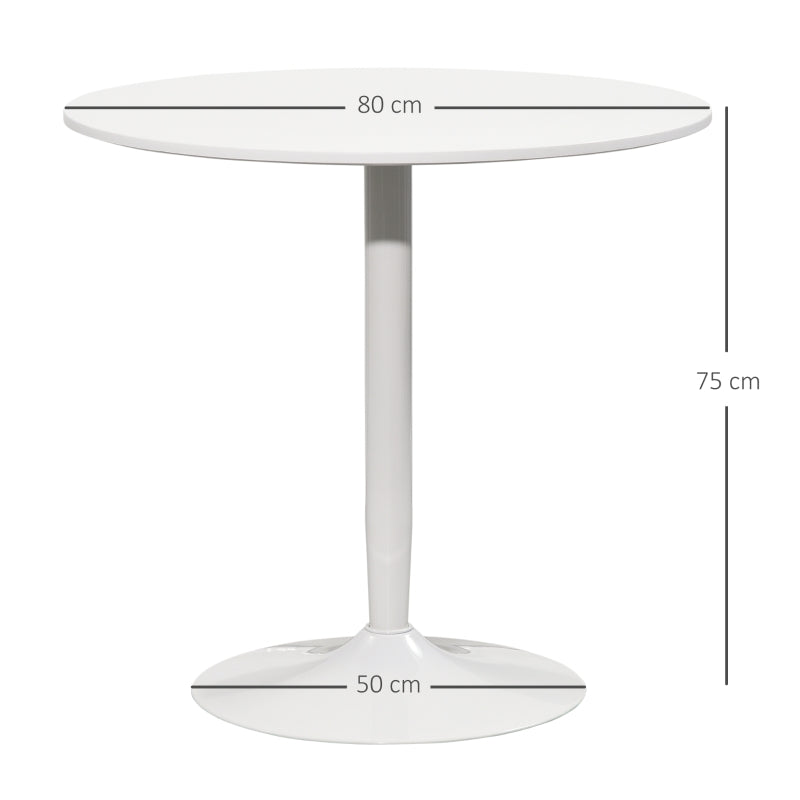 Dining Table Round Ø80cm for 2 People MDF and Steel White