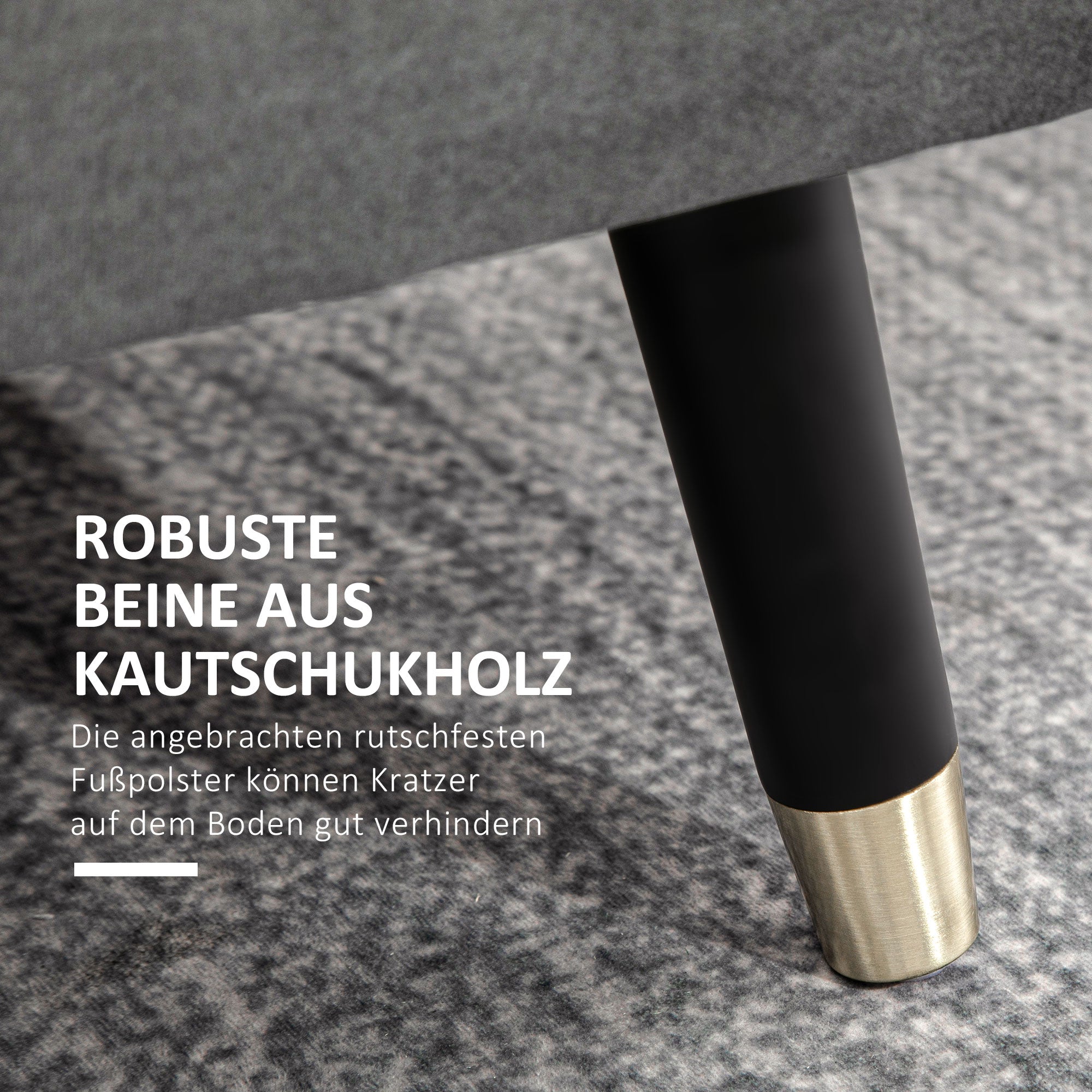 Upholstered bench with storage space, metal and rubber wood, charcoal grey