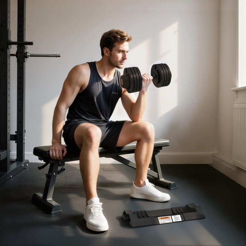 Adjustable Single Dumbbell 7/13/18/24 kg with Storage & Non-Slip Grips - Black