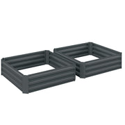 Raised Garden Beds (Set of 2), 100x100x30cm Plug-In Planter Box, Steel