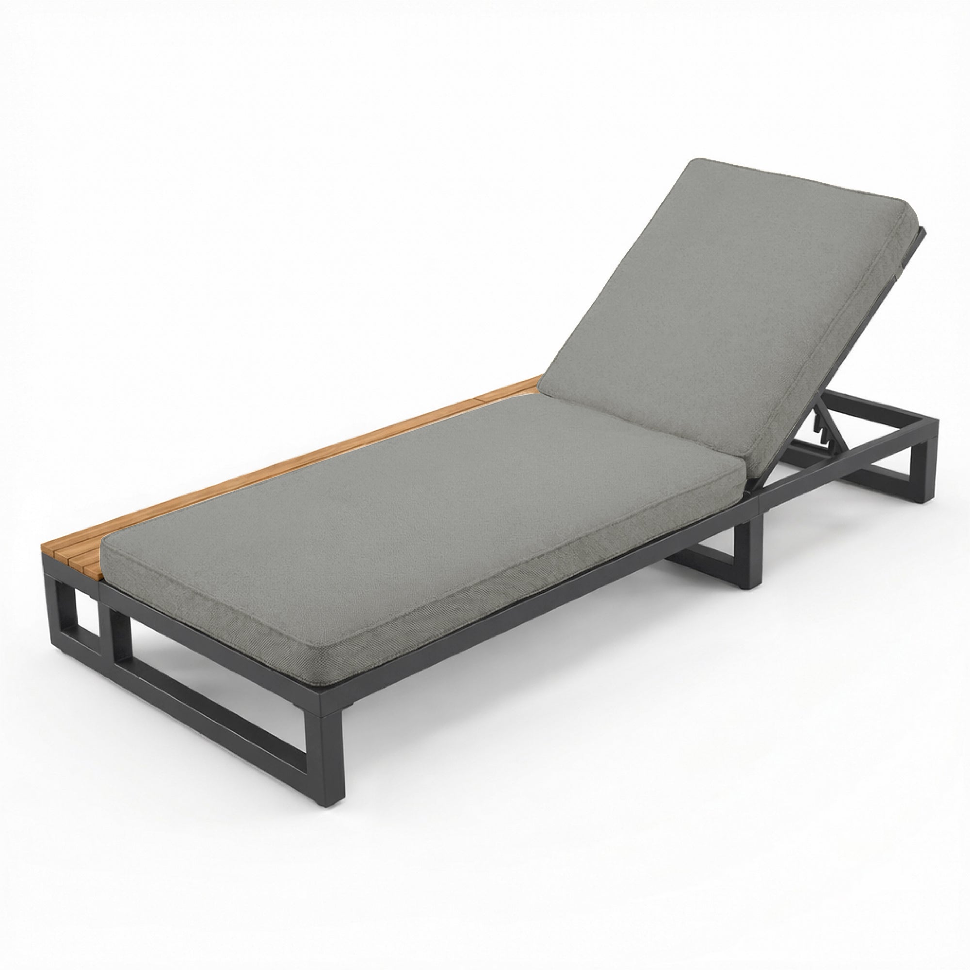 Outdoor Patio Daybed with Shelves and Adjustable Backrest, Waterproof Sofa Bed, Gray
