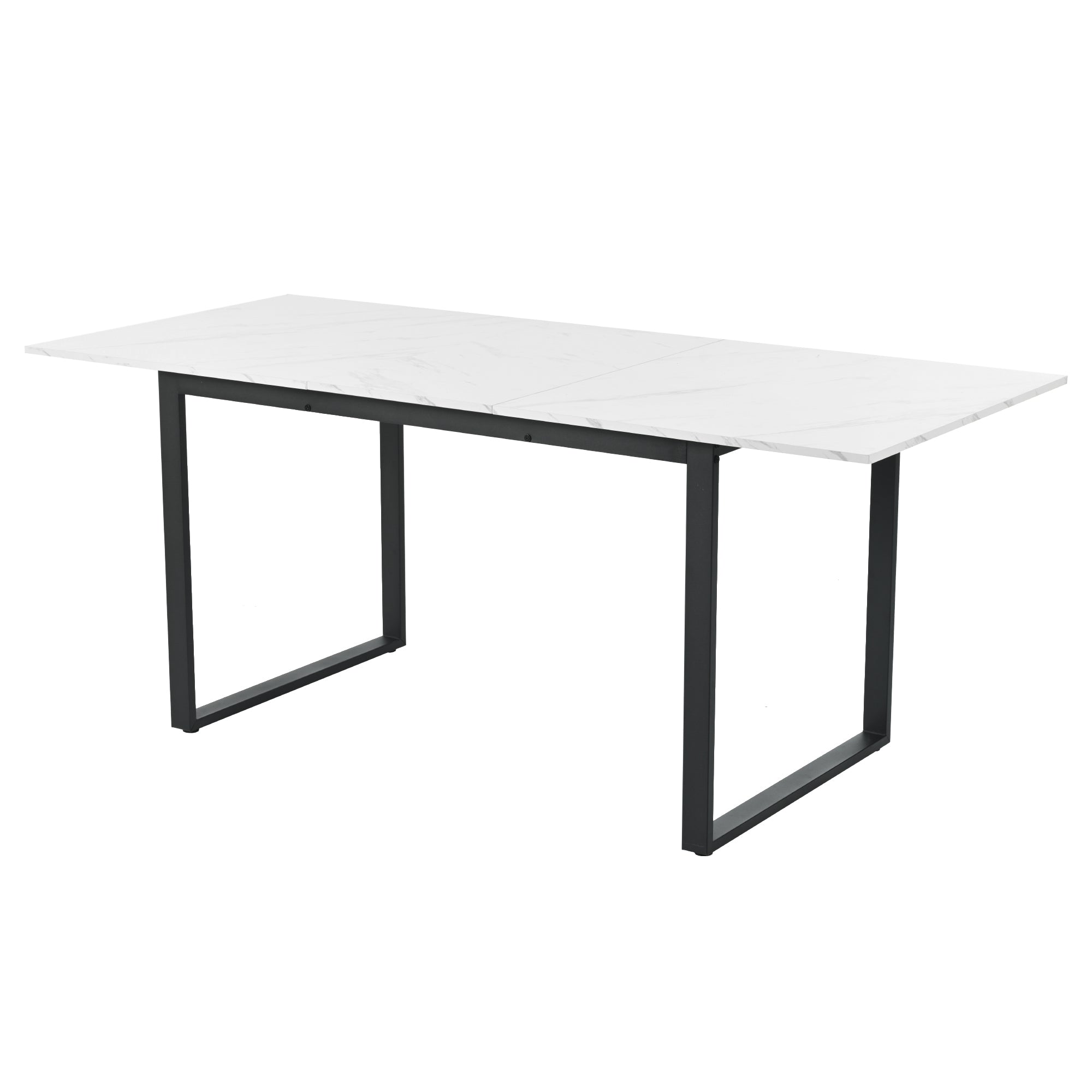 Telescopic Dining Table 140/180cm Extendable with Iron Legs, White Marble MDF