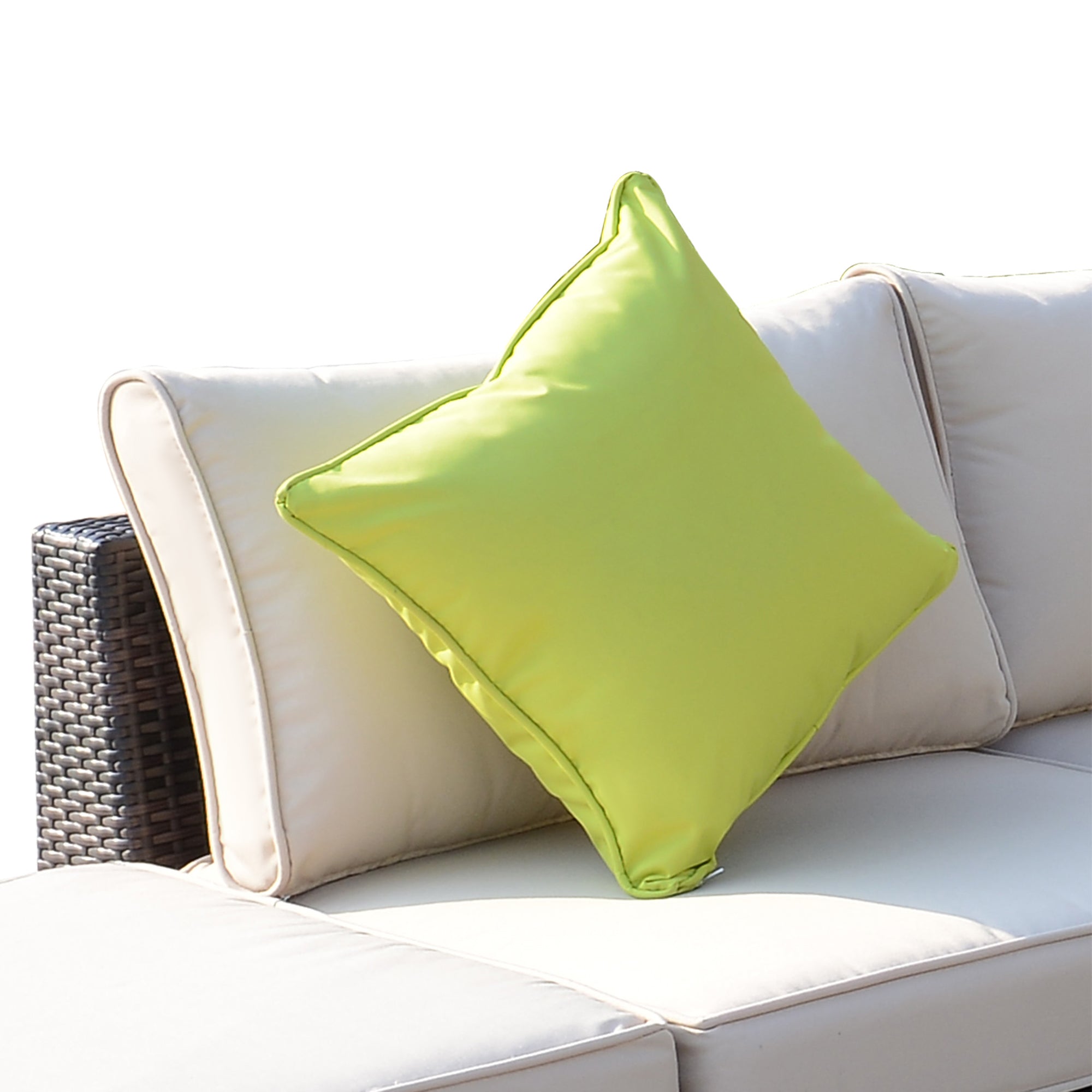 8 Pieces PE Rattan Corner Sofa Set with Thick Cushions and Glass Top Table, Mixed Brown