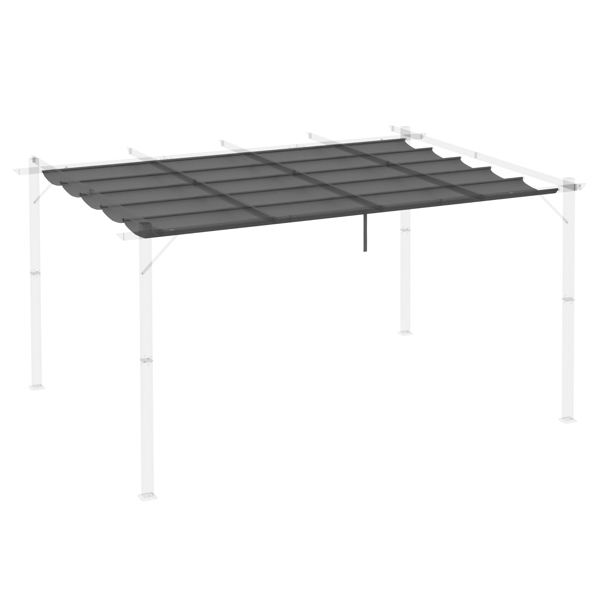 Pergola Replacement Roof 3.5x2.5m Drainage Holes Shade Cover, Dark Grey