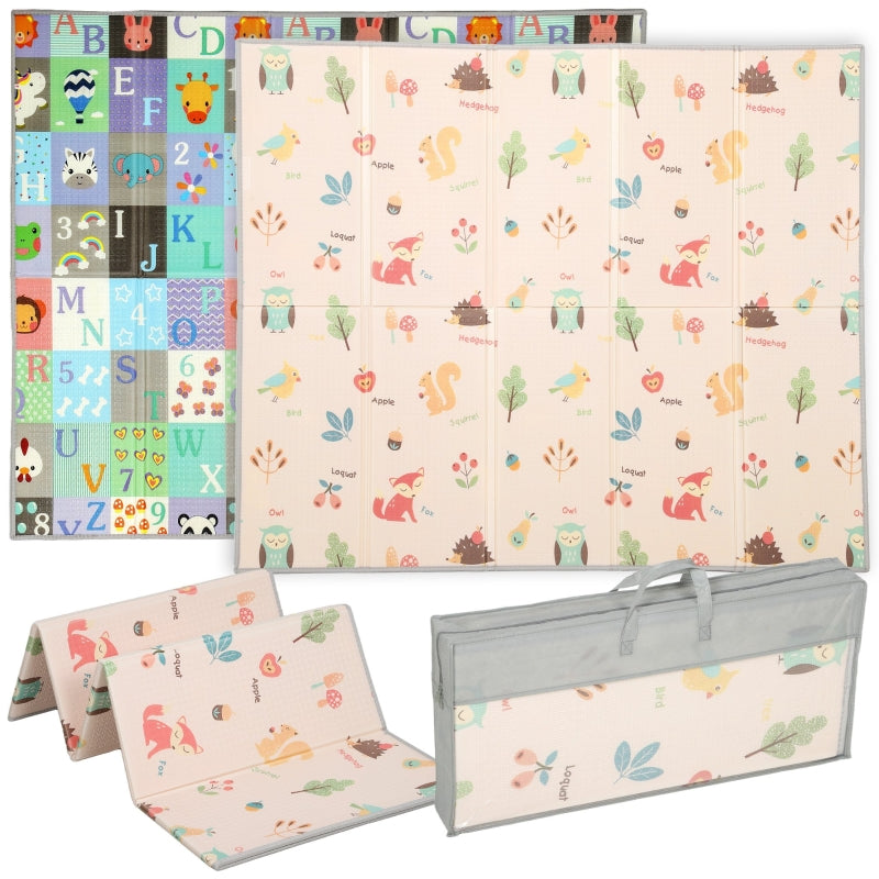 Foldable Baby Play Mat Double-Sided Reversible Foam Soft Crawling Mat, Multicolor Plastic