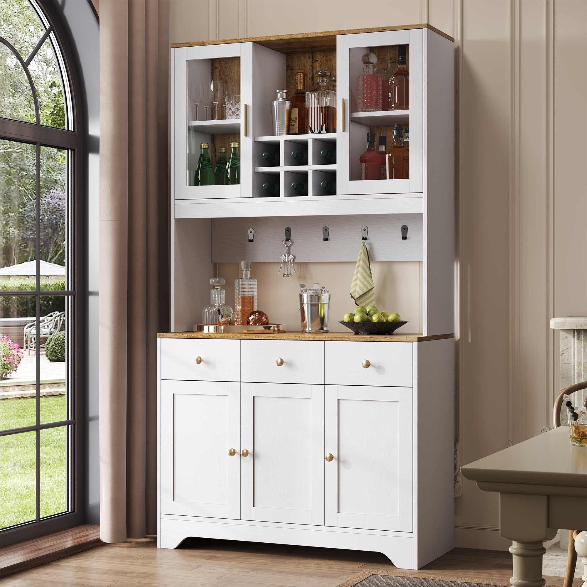 Sideboard Tall Cabinet 94.5x30x175.5 cm White Wood Grain