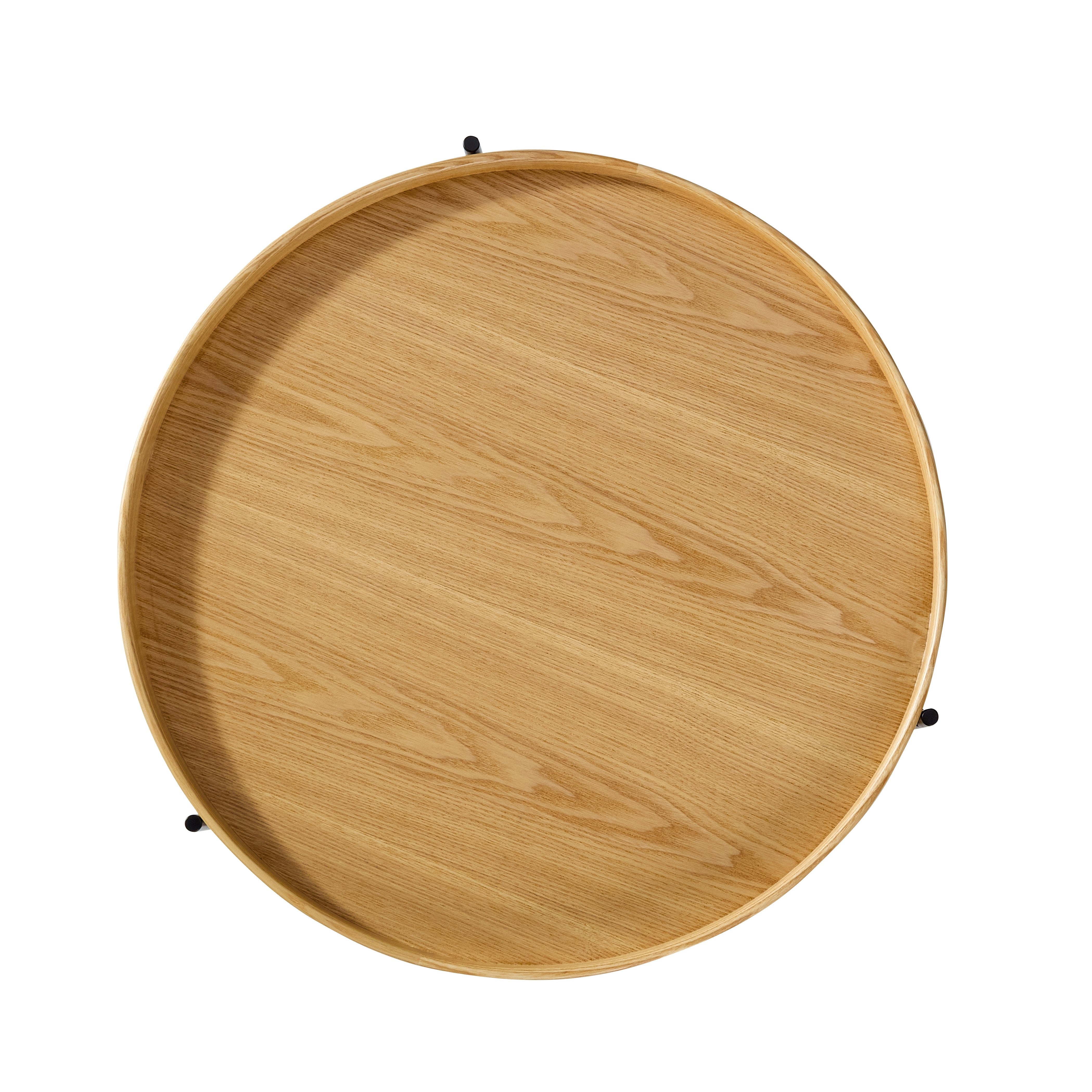 Coffee Table Modern 2-Tier Round Tray Wood & Iron
