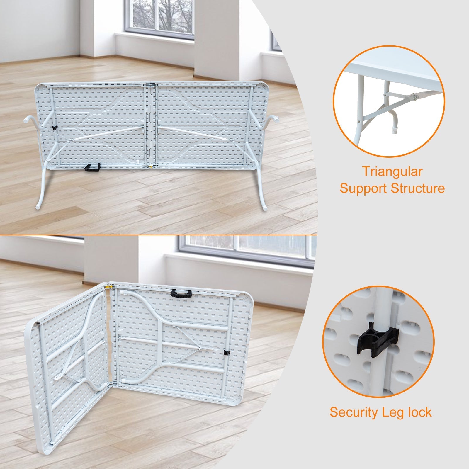Portable Folding Table 180cm Heavy Duty (White)