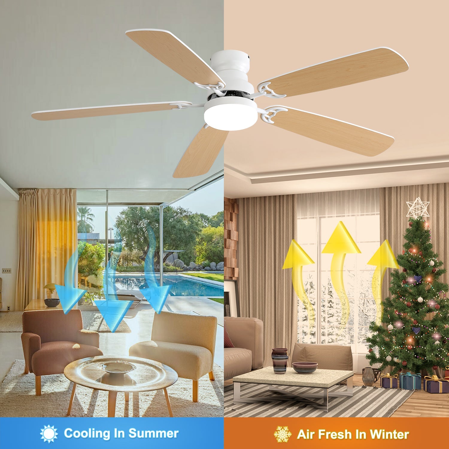 52-inch Ceiling Fan Dimmable Light Quiet Motor Timer