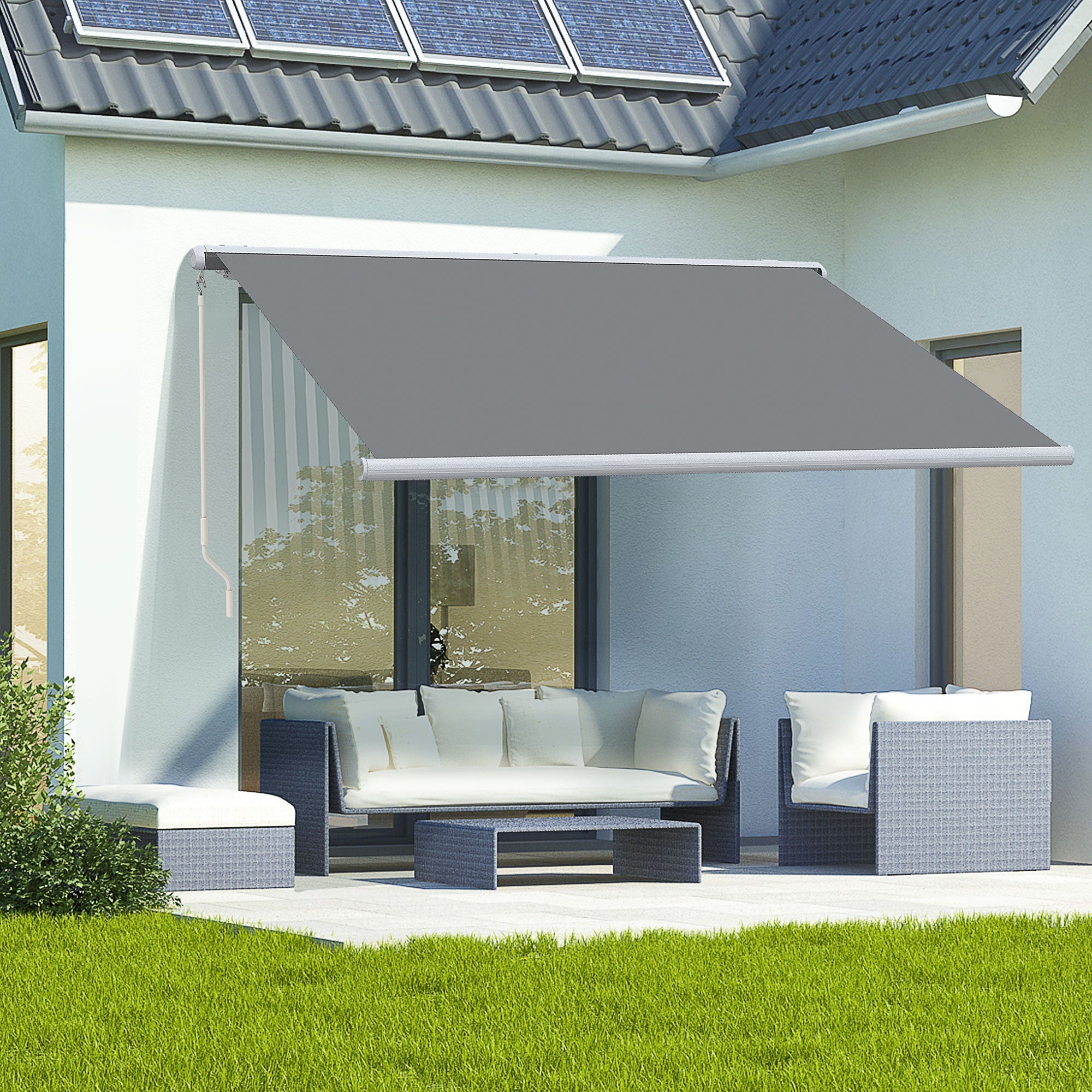 4x3m Retractable Awning, Full Cassette Electric/Manual with Remote Controller, Grey