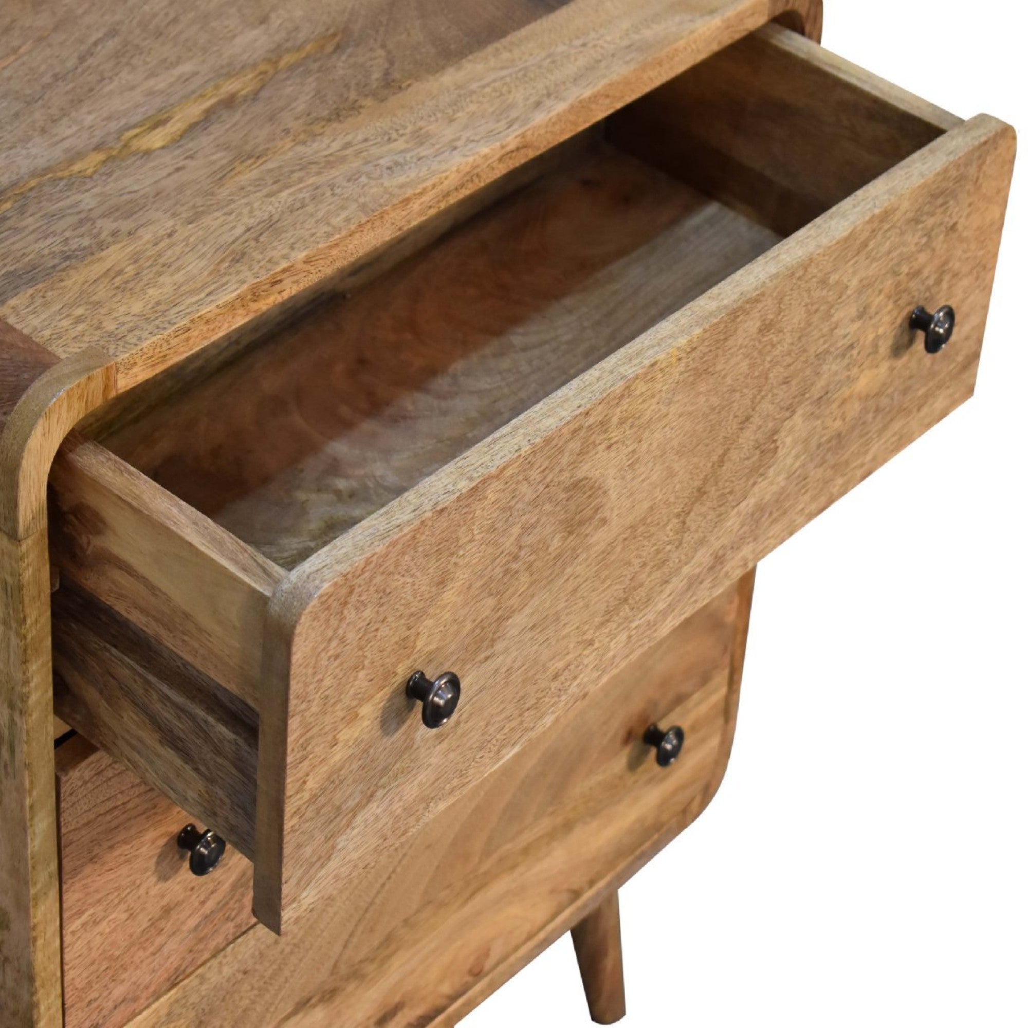 Solid Wood Mini Curved Chest, 3 Drawers, Oak-ish