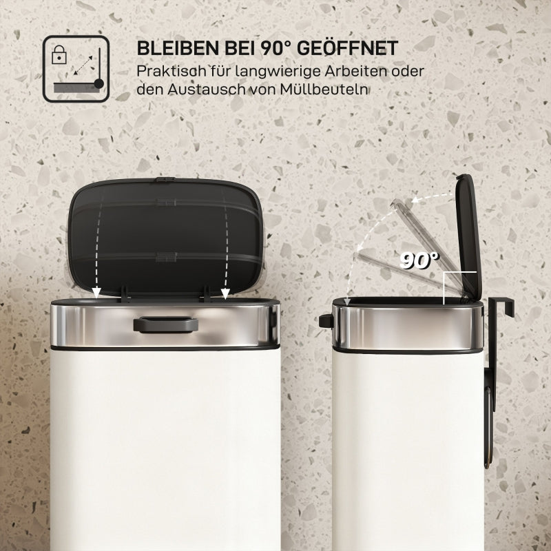 Waste Bin 5L Freestanding or Wall-Mounted Stainless Steel Cream White