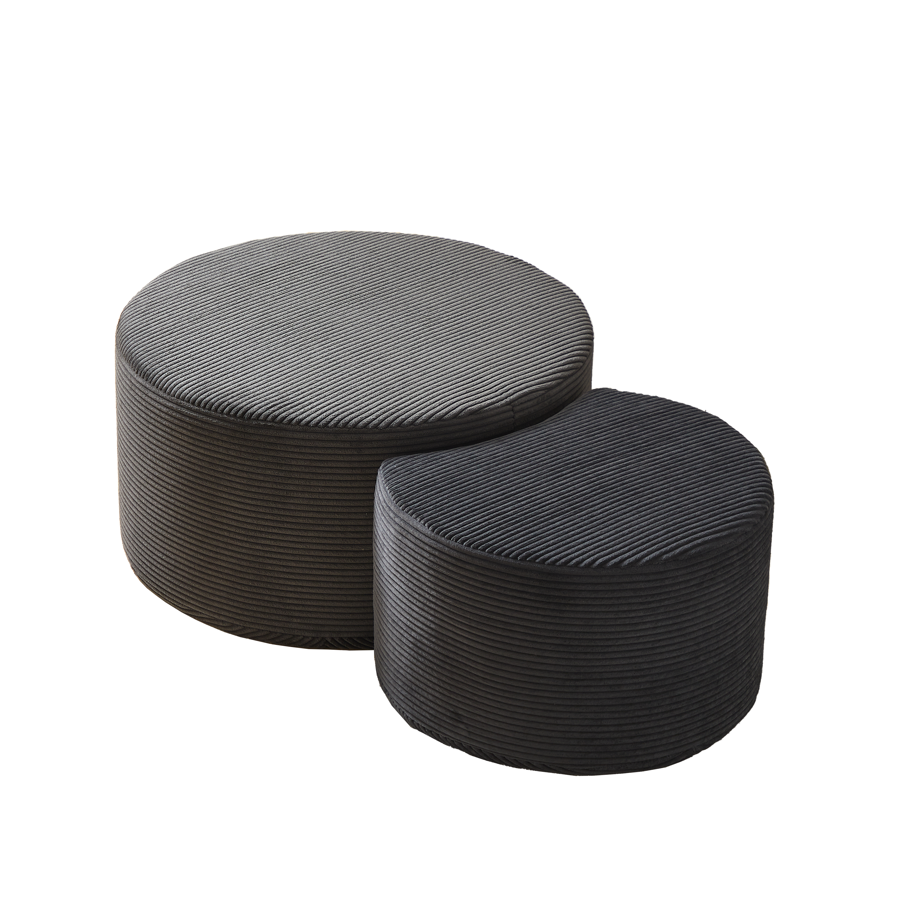 Coffee Table Set, 2-Piece Upholstered Round Foam