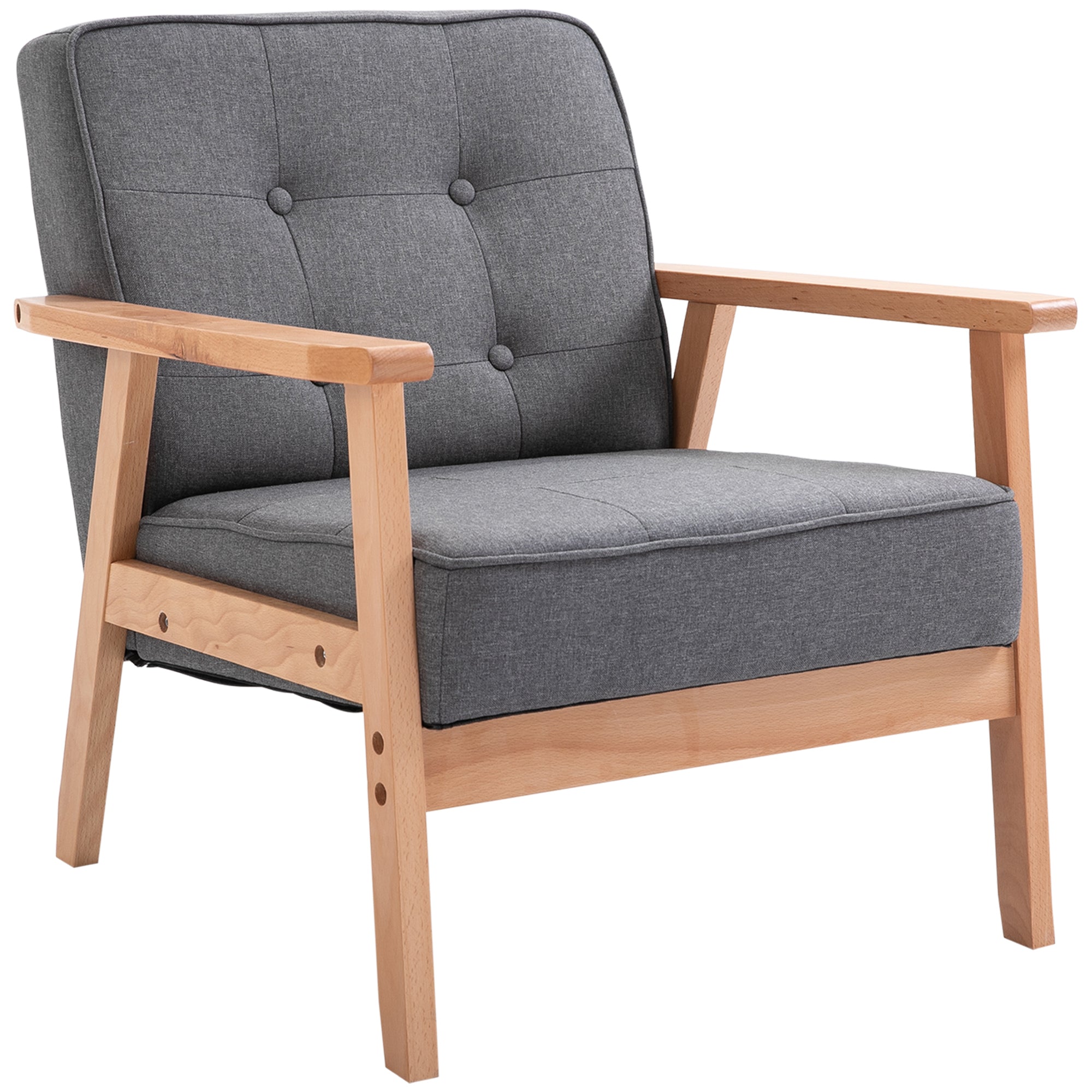 Minimalistic Accent Chair with Padded Wooden Frame - Dark Grey