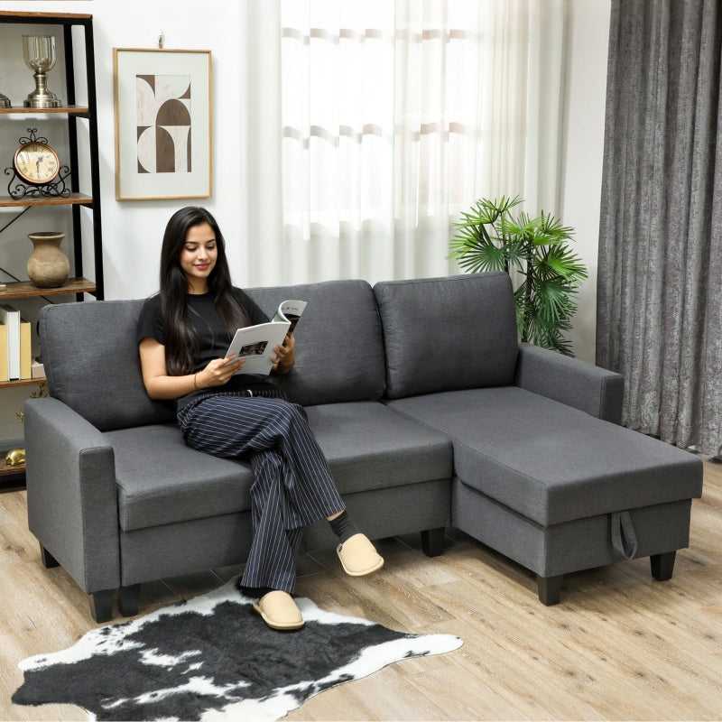 Three-Seater Sofa Bed with Storage Charcoal Grey