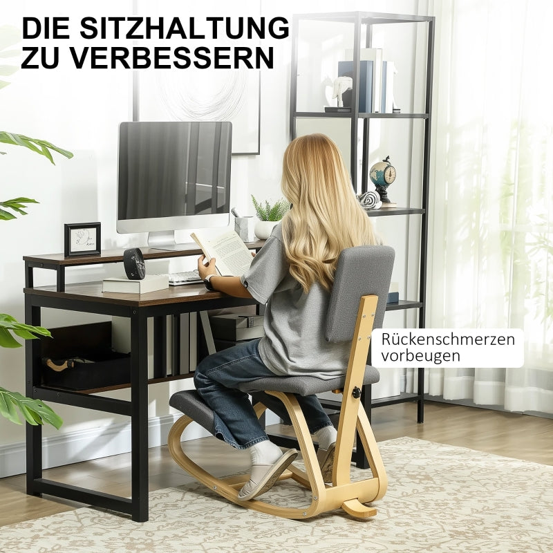 Ergonomischer Kniestuhl, Gesundheitsstuhl für das Home Office, Grau