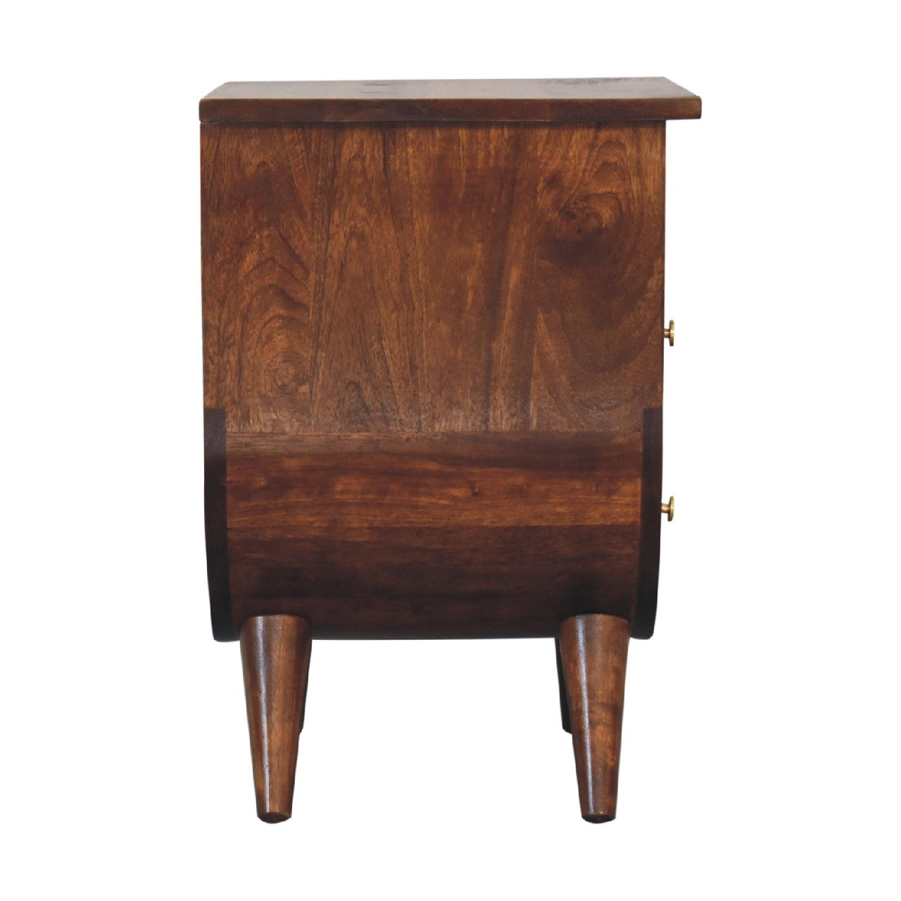 Solid Wood Bedside, 2 Drawers 1 Open Slot, Chestnut Brown