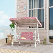 2-Seater Children's Hollywood Swing with Adjustable Canopy and Safety Belt, Pink
