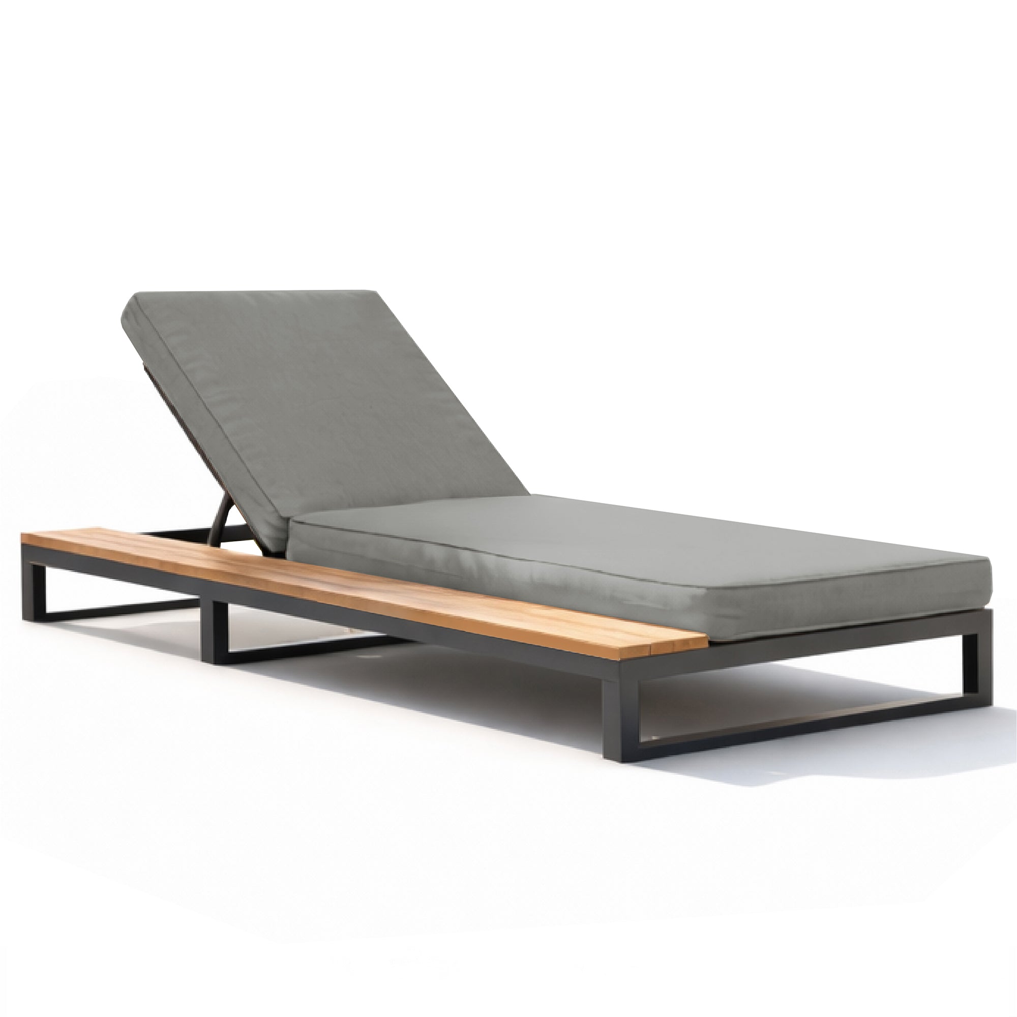 Outdoor Patio Daybed with Shelves and Adjustable Backrest, Waterproof Sofa Bed, Gray