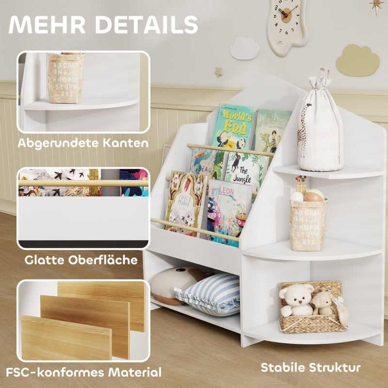 Children's Shelf 7 Shelves Rounded Edges - White