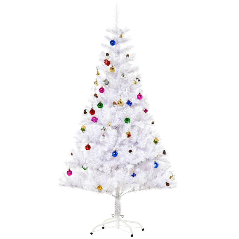 Christmas Tree, Artificial Fir, 150cm with Stand & Decoration, White