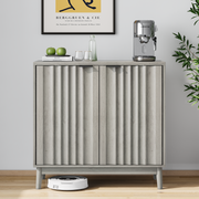 Grooved Edge Cabinet, Independent Wash Buffet with Adjustable Shelves, Wooden, Gray