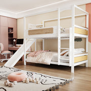 Children's Bunk Bed 90x200cm House Frame Slide Safety Ladder Wood Color