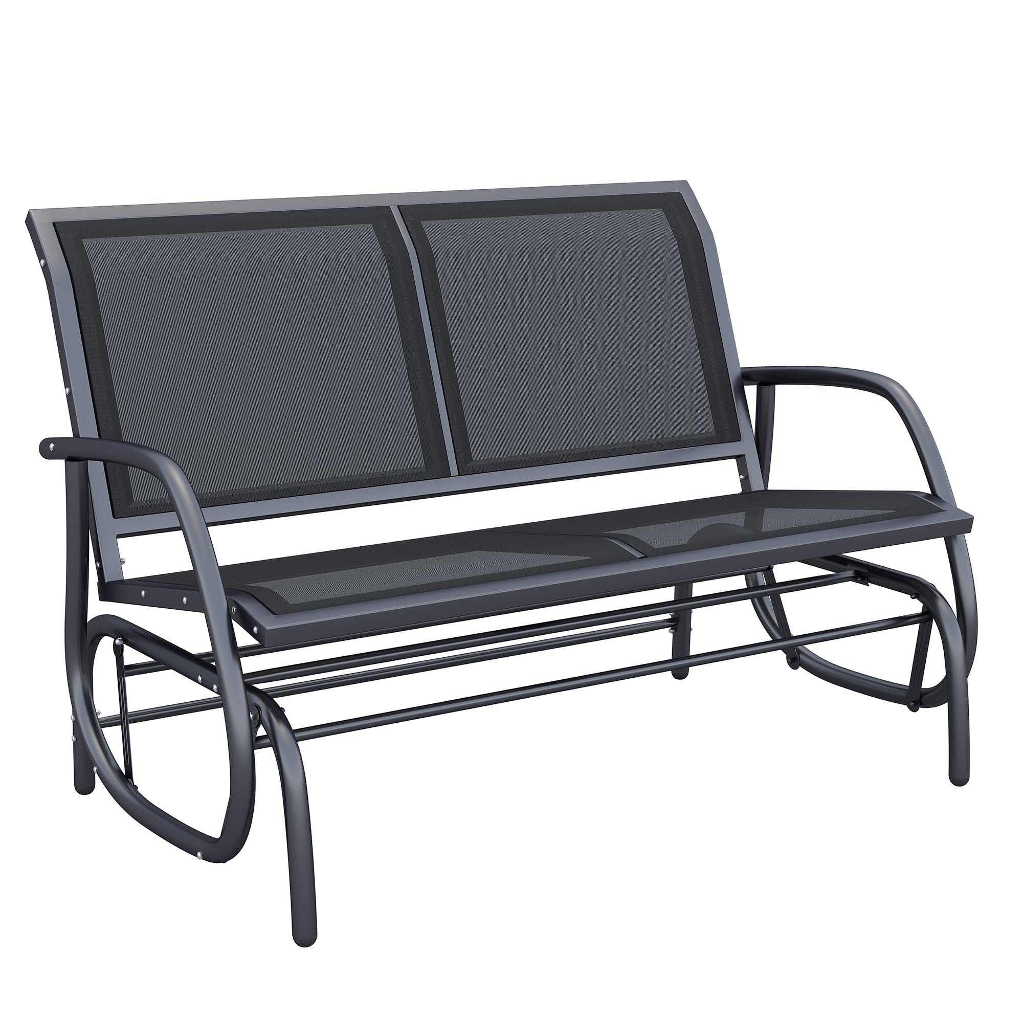 Rocking Chair 2-Seater Garden Swing Park Bench Metal, Black 120 x 70 x 88 cm