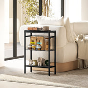 Side table with 2 shelves, coffee and bedside table, steel frame, black
