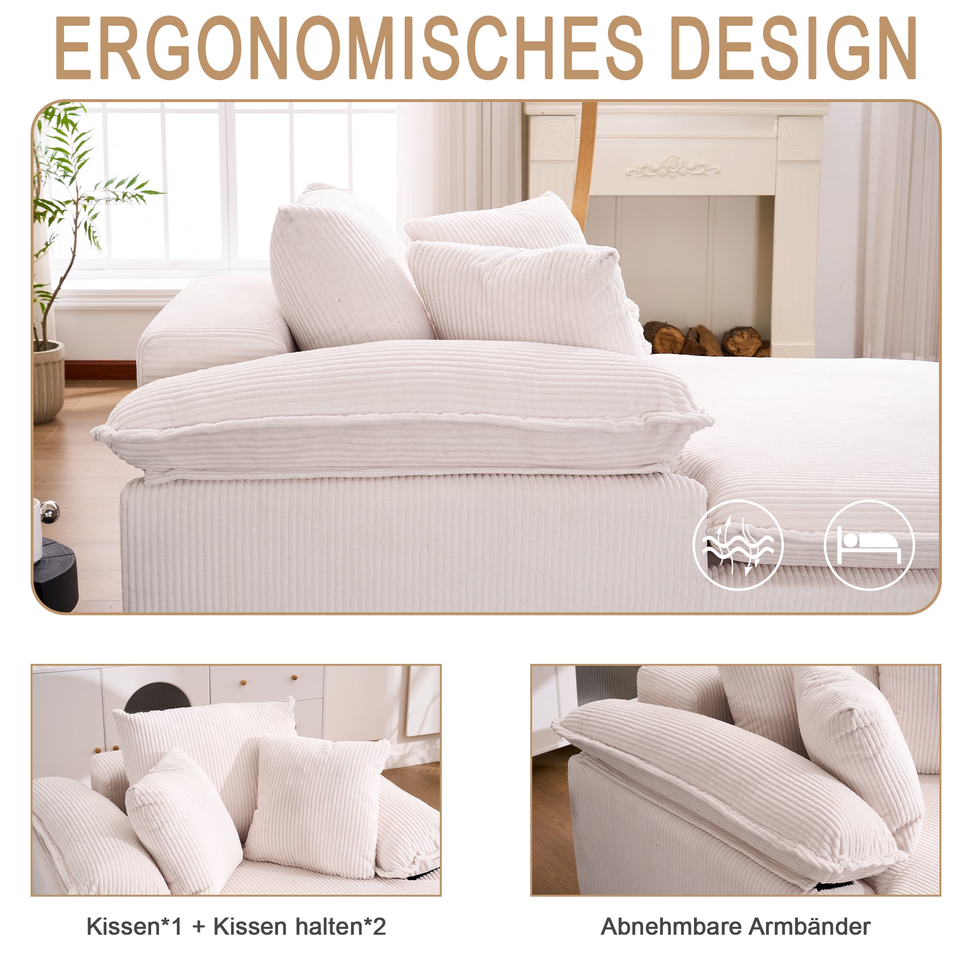 Reclining Sofa 46cm High Frameless Wide Armrests