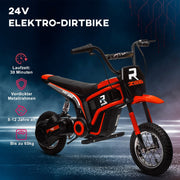 Elektro-Motorrad für Kinder, 24V mit Hupe, Licht, 8-16 km/h, Rot
