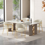 4 Modern Chairs Angled Legs, Adjustable Feet Corduroy Fabric (Beige)
