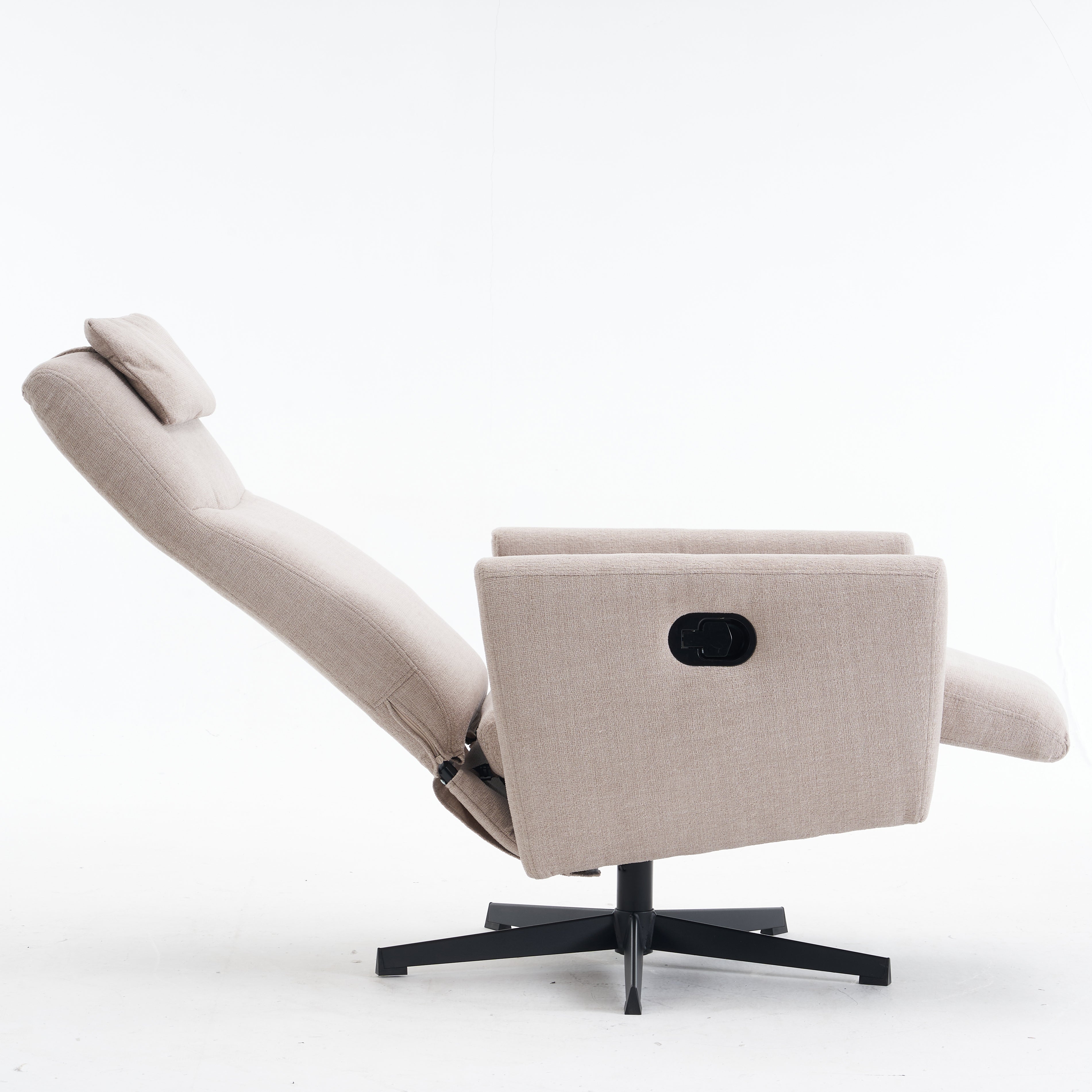 Recliner with Pillow Padded Seat and Footrest, Chenille Fabric, Grey