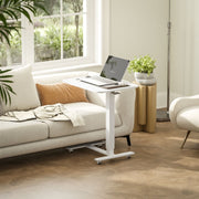 Height Adjustable Standing Desk, Pneumatic Mobile Sit Stand Laptop Table, White