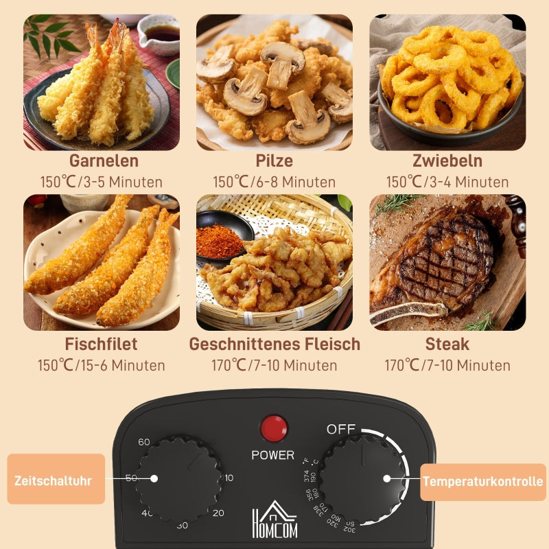 Fritteuse, 5 l, einstellbare Temperatur und Timer, Edelstahl Silber