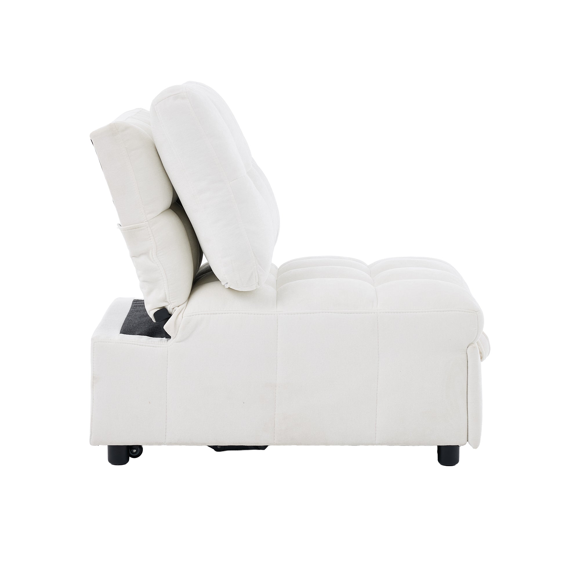 Sleeper Sofa with Adjustable Backrest and Foldable Pull-Out Design, White