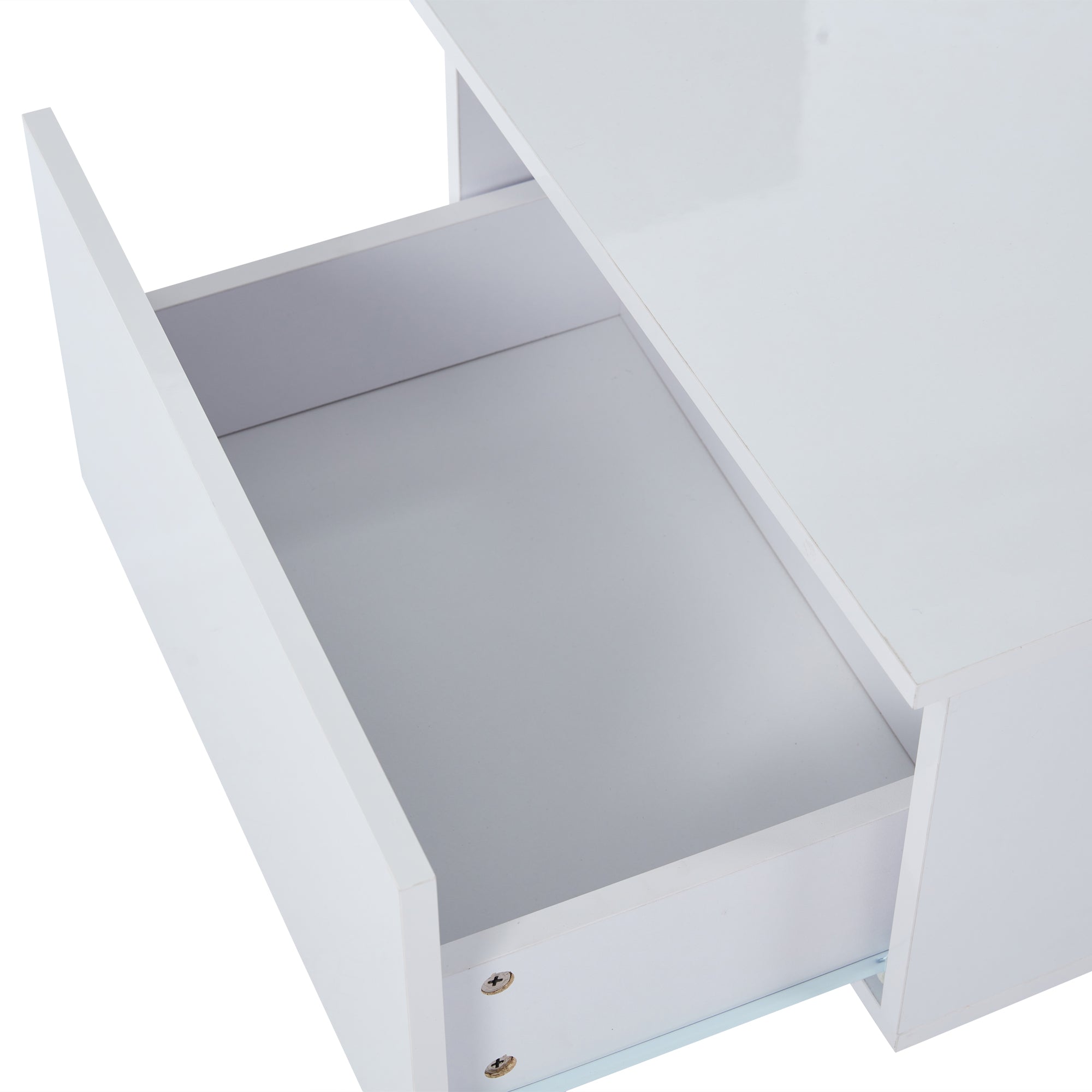Led Coffee Table 2 Drawer Storage High Gloss 16-Color Lights White