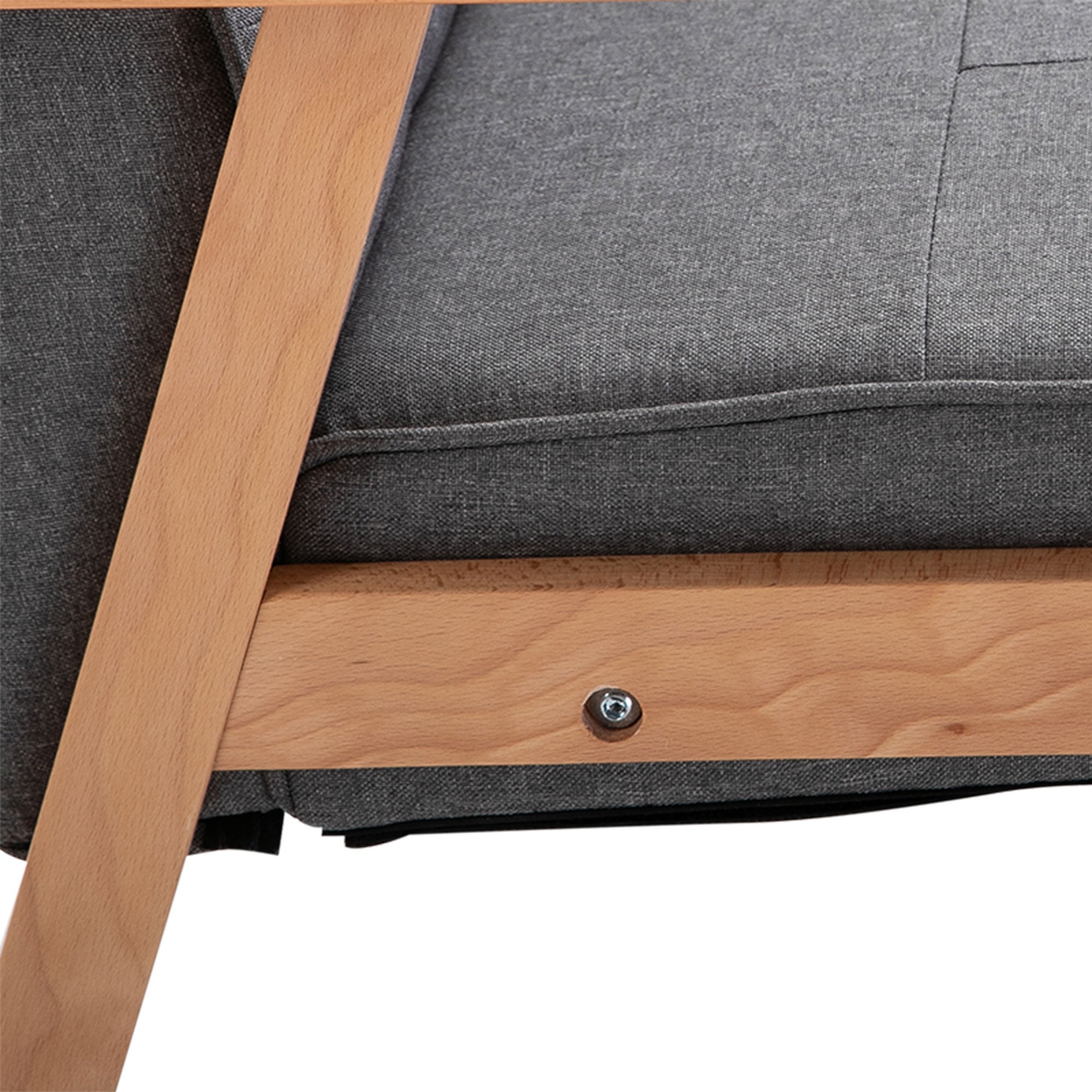 Minimalistic Accent Chair with Padded Wooden Frame - Dark Grey