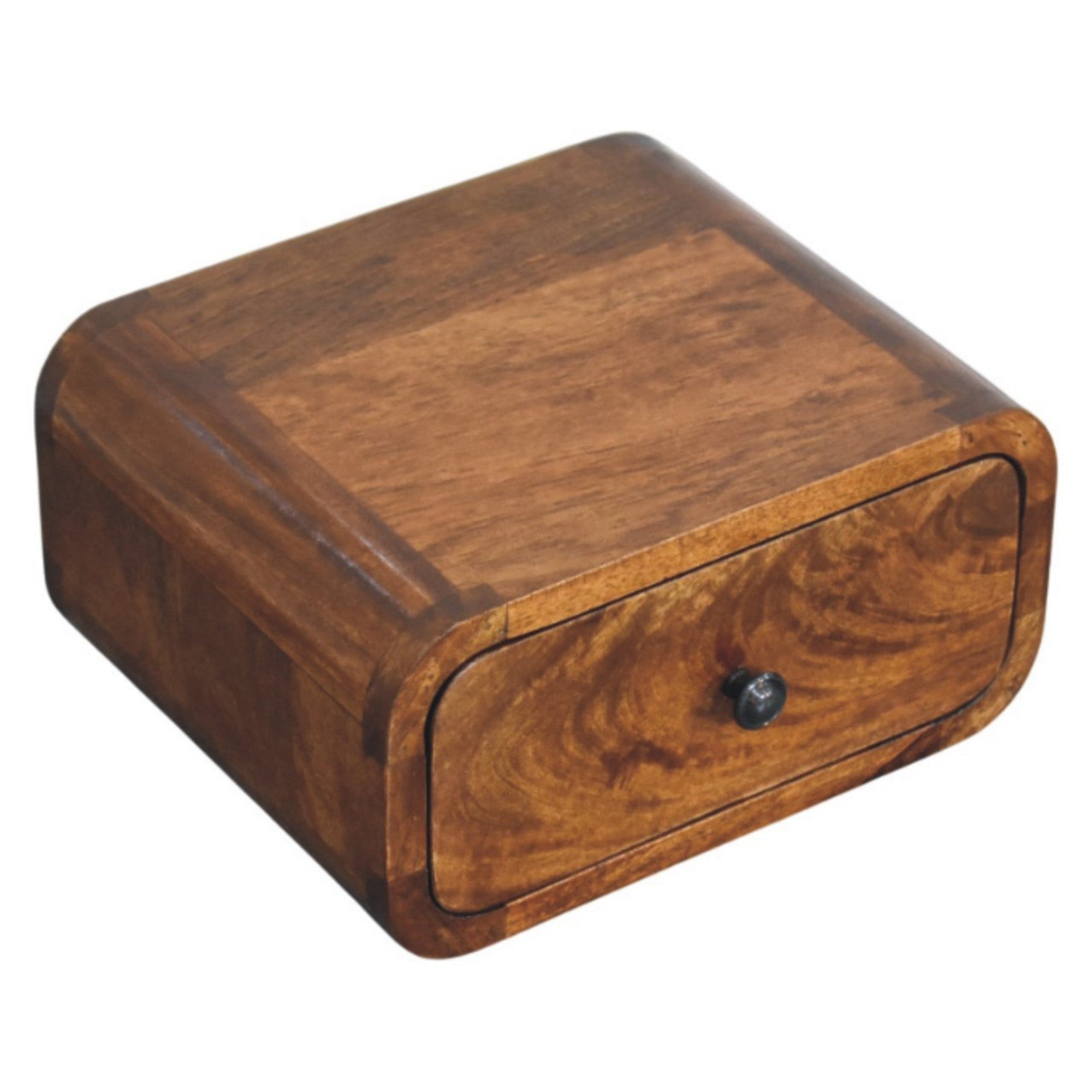 Solid Wood Avora Mini Wall-Mounted Nightstand, 1 Drawer, Dark Brown
