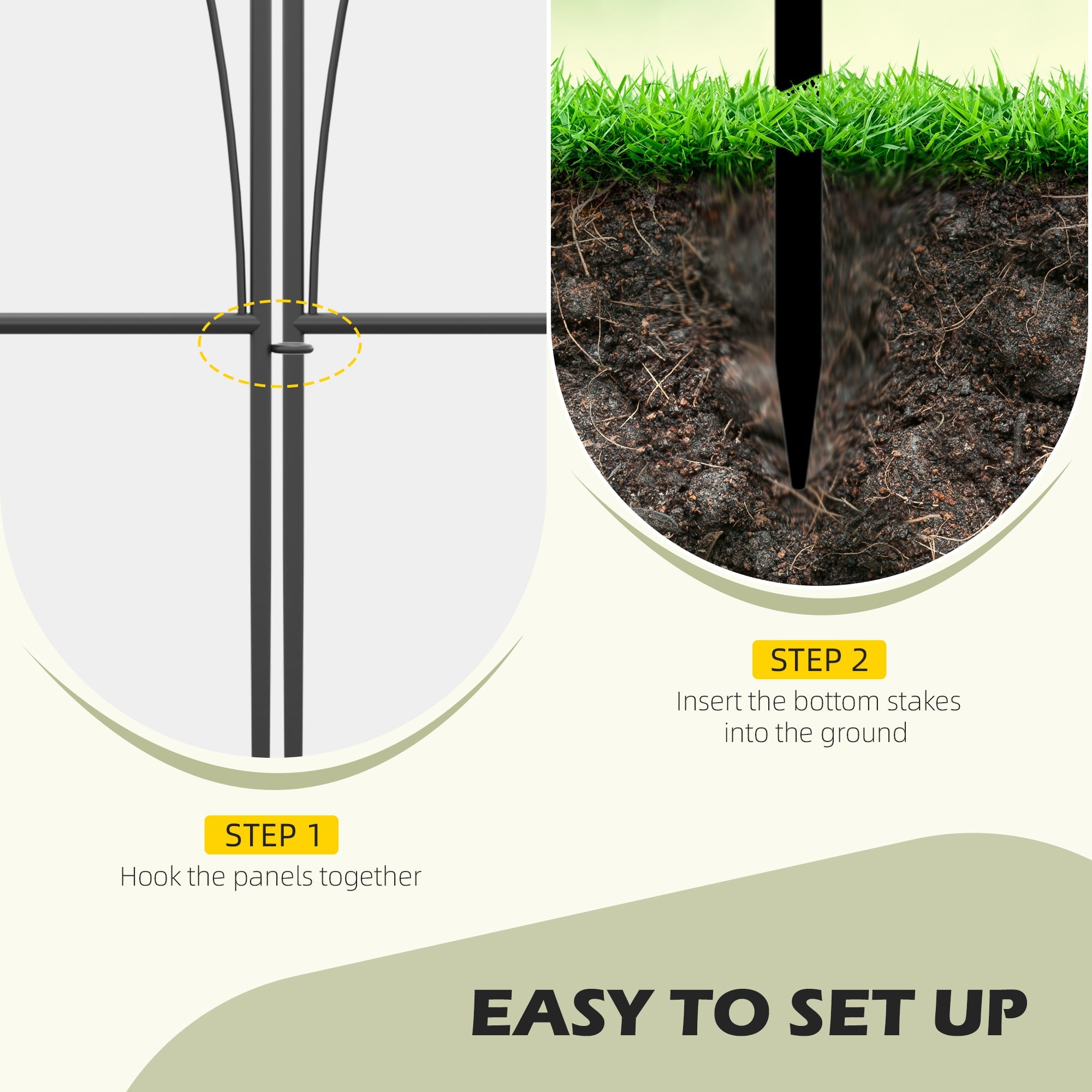 Decorative Fence Panels, Set of Five 61.5cm, Black Metal