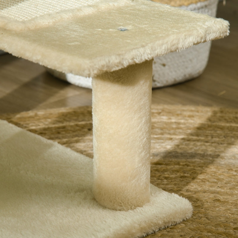 Kratzbaum 100 cm, Sisalstämme, Große Plattform, Mehrere Ebenen, Beige